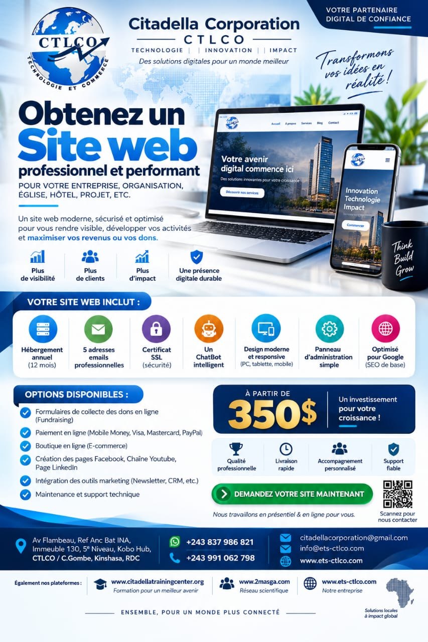 Offre création site web pour organisation et entreprise